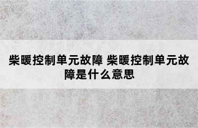 柴暖控制单元故障 柴暖控制单元故障是什么意思